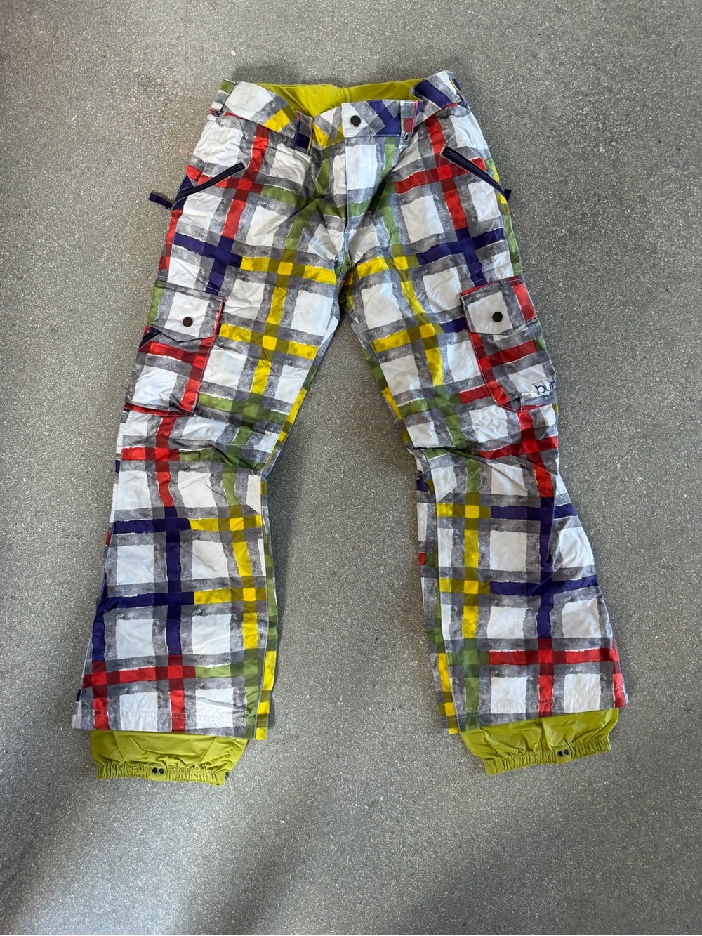 Burton Multicolor Plaid Snow Pants - White, Red, Yellow, Blue, Green